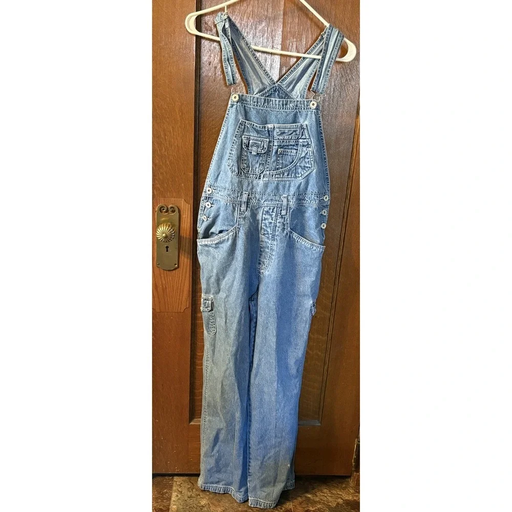 Vintage LA Blues Y2K Denim Bib Overalls Women's Size M Multi Mini Front Pockets